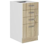 SARA Meuble bas - 4 Tiroirs - Décor chêne sonoma - L40xP48xH82 cm - Plan de travail non inclus
