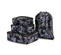 Sara Miller London Lot de 4 cubes de rangement pour voyage et valise, sacs de rangement pour bagages, noir botanique