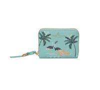 Sara Miller London Portefeuille zippé pour femme, pochette porte-monnaie, porte-cartes, cuir synthétique, Autruche bleu menthe, S