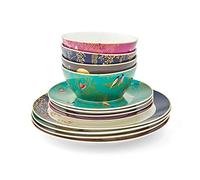 Sara Miller SMC79243-XD London Collection Chelsea Service de table 12 pièces Porcelaine Doré/blanc