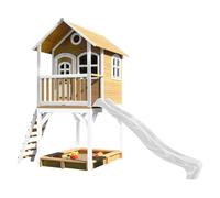 AXI Maisonnette Sarah – Cabane de jeu en bois avec bac à sable et toboggan blanc, brun/blanc, FSC