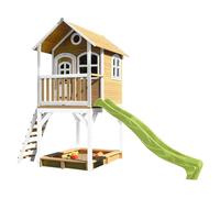 AXI Sarah Maison Enfant avec Bac à Sable & Toboggan vert clair | Aire de Jeux pour l'extérieur en marron & blanc | Maisonnette / Cabane de Jeu en Bois FSC