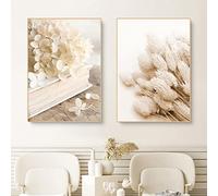 Sarah Duke Lot de 2 posters - Fleurs beiges - Décoration murale - Pour salon - Style bohème - Sans cadre - Décoration murale - 50 x 70 cm