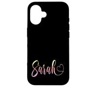 Sarah First Name on Pastel Rainbow Colors for Girls & Teens Coque pour iPhone 16