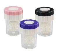 SARAHLOUISEJENKINSLTD Lot de 3 étuis à lentilles de contact avec rotation manuelle pour la maison et les déplacements pour un usage quotidien (3 couleurs) bleu