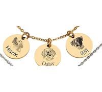 SARAI SHOP Collier Personnalisé avec Portrait d'Animal de Compagnie Gravé, Pendentif Rond, Chaîne en acier inoxydable, or, or rose ou argent, chaine réglable, photo gravé chat chien (3)