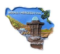 Sarajevo - Aimant de réfrigérateur en Bosnie-Herzégovine - Souvenir de voyage - Décoration 3D pour réfrigérateur - Autocollant magnétique - Collection artisanale