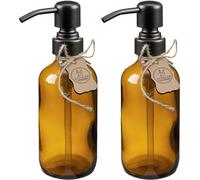 Sarajevo' Liquid Soap Dispenser In Brown Glass-2 Pieces 250 Ml Bottle With Black Stainless Steel Pump