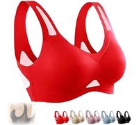 Saralush Aerisoft - Ultimate Breathable Comfort Bra, The Anti Sagging Breast Bra, Seamless & All-Day Comfort (Red,Moyen)