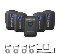 Saramonic Blink 500 T4 Système de micro cravate sans fil pour 4 personnes, 2,4 GHz, portée de 100 m, 4 émetteurs et 1 récepteur, son 24 bits, pour appareil photo reflex numérique, caméscope