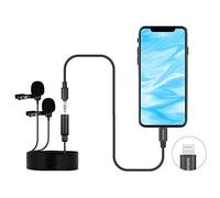 Saramonic LavMicro U1C Microphones cravate à double tête numérique Micro cravate omnidirectionnel avec adaptateur Lightning Plug Compatible avec iPhone iPad iOS MAC pour YouTube Video Facebook Live