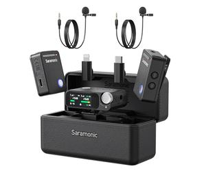 Saramonic Ultra Micro Lavalier sans Fil, Enregistrement Float 32 Bits, synchronisation timecode, IPX5 étanche, 300M, 130dB SPL, Mini Micro Portable pour iPhone Caméras Android, Smartphone