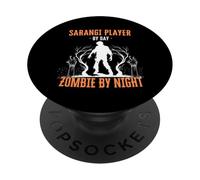 Sarangi Player by Day Zombie by Night Musique d'halloween Amusante PopSockets PopGrip Adhésif