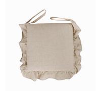 SaRani Coussin de chaise avec volants et lacets, housse de chaise en coton uni chiné avec volant (2, beige, 40 x 40 cm)