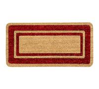 SaRani Paillasson en coco Tapis d'entrée en fibre naturelle, fond antidérapant, bord (rouge, 33 x 60 cm)