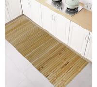 SaRani Tapis de Couloir en Bambou à Lamelles, Fond Antidérapant en Caoutchouc (Beige Naturel, 300x50 cm)