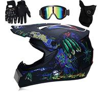 Sarari Professional Racing Casque de Motocross, Lot de 4 Lunettes de Casque Gants de Sécurité Dirt Bike Off Road Casque de Moto pour Adultes Enfants Mountain Road Cycling