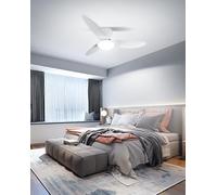 Sararoom 100cm Ventilateur de Plafond avec Lumiere, Ventilateur de Plafond LED Dimmable avec Télécommande, Hélice à 3 pales, 6 vitesses, 3000K~6500K Modernité Ventilateur Plafond (Blanc)