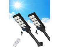 Sararoom 2 Pack 400w Solaire Exterieur Lampadaire-720 LED DéTecteur de Projecteur LED Jardin Lampe avec TéLéCommande 6500k 10000lm Blanc Froid IP65 Impermable Pour Rue Garage Éclairage public