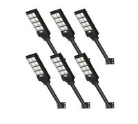 Sararoom 6 Pack 400w Solaire Exterieur Lampadaire-720 LED DéTecteur de Projecteur LED Jardin Lampe avec TéLéCommande 6500k 10000lm Blanc Froid IP65 Impermable Pour Rue Garage Éclairage public