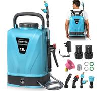 Sararoom Pulvérisateur à Dos Électrique à Batterie 12 L - 45 PSI Pulvérisateur à Pression | 5 Buses, 12V 2AH Batterie, Portable Pulvérisateurs pour Jardins, Pelouse,Désherbage,Pulvérisation, Nettoyage