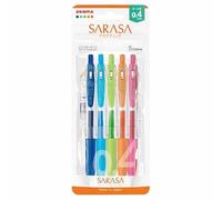 Sarasa Lot de 5 stylos à bille à encre gel Zebra avec clip 0,4 mm 5 couleurs