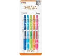 Sarasa Lot de 5 stylos à bille à encre gel Zebra avec clip 0,5 mm 5 couleurs