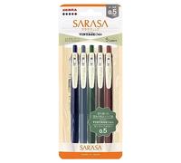 Sarasa Lot de 5 stylos à bille à encre gel Zebra avec clip 0,5 mm, couleur vintage N JJ15-5C-VI-N