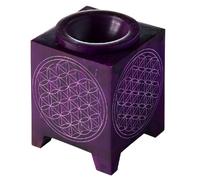 Saraswati Lampe aromatique Fleur de Vie en Pierre Violette 8 x 8 x 12 cm