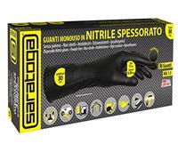SARATOGA 37502003 Lot de 50 gants longs allongés jetables en nitrile épais, XL poudre sans latex noir