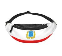 Saratov Sac banane pour voyage course à pied mains libres Drapeau | Polyester résistant. Sangle réglable. Poche pour téléphone. Idéal pour les voyages.