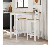 SARAZYJ@（3 pcs）Lot d'une table haute de bar avec 2 tabourets de bar - Ensemble de bar Blanc Bois de pin massif Home207663