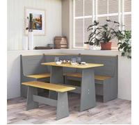 SARAZYJ@Banc à dîner - Cuisine Salon - Banc d'angle REINE 151cm marron miel et gris bois de pin solide Home185672