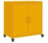 Sarazyj®Buffet de Cuisine KENNETH - ENFILADE - Armoire Bas vitrine jaune moutarde 68x39x72cm acier - 719361