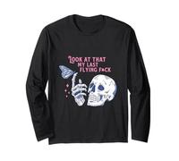 Sarcasme drôle Mon dernier Baiser Volant Halloween Skull Butterfly Manche Longue