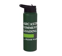 Sarcastic Comment Now Loading Citation drôle Fête des Pères Papa Stainless Steel Insulated Water Bottle