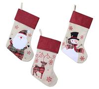 sarcia.eu Chaussette pour Cadeaux, Chaussette de Noël, décoration en Jute pour cheminée, Beige, Grande 40 cm - Set 3 pièces (C)