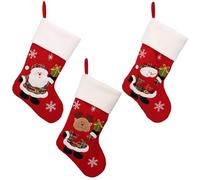 sarcia.eu Chaussette pour Cadeaux, Chaussette de Noël décorative pour cheminée, Rouge, Grande 40 cm - Set 3 pièces (B)