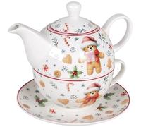 sarcia.eu CHRISTMAS Service à thé : TASSE en porcelaine 300 ml avec théière 450 ml et soucoupe POUR TISANES, CADEAU DE NOËL (C)