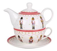 sarcia.eu CHRISTMAS Service à thé : TASSE en porcelaine 300 ml avec théière 450 ml et soucoupe POUR TISANES, CADEAU DE NOËL (B)