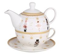 sarcia.eu CHRISTMAS Service à thé : TASSE en porcelaine 300 ml avec théière 450 ml et soucoupe POUR TISANES, CADEAU DE NOËL (A)