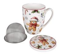 sarcia.eu CHRISTMAS Set à thé : TASSE en porcelaine 360 ml avec infuseur et couvercle POUR TISANES, CADEAU DE NOËL (B)