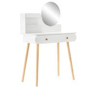 sarcia.eu Coiffeuse blanche avec miroir et étagères 80 x 40 x 120 cm