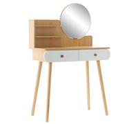 sarcia.eu Coiffeuse cosmétique Blanche, en Bois, avec Miroir et étagères 80x40x120 cm
