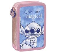 sarcia.eu Disney Stitch Trousse Scolaire à Deux Compartiments avec ÉQUIPEMENT pour Fille, pour L'ÉCOLE - 32 éléments, 2 Zip (Stitch Pliable)