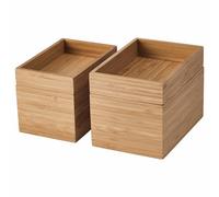 sarcia.eu DRAGAN Lot de 4 boîtes de rangement en bambou naturel pour salle de bain