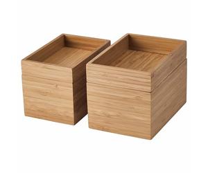sarcia.eu DRAGAN Lot de 4 boîtes de rangement en bambou naturel pour salle de bain