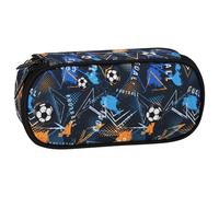 sarcia.eu Football Compartiments Trousse Scolaire pour Footballeur, Pochette Oval pour garçon 22x10x5 cm (Football Compartiments B)