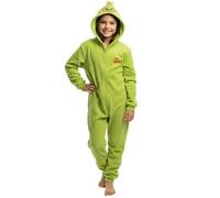 sarcia.eu Grinch Pyjama Une pièce en Polaire avec Fermeture éclair, Combinaison Chaude pour Enfant avec Capuche (FR/ES, Numérique, 146, 152, Taille Normale)