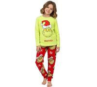 sarcia.eu Grinch Velours, Pyjama de Noël pour Fille, Pyjama Deux pièces à Manches Longues Chaud (FR/ES, Numérique, 134, 140, Taille Normale, Grinch)